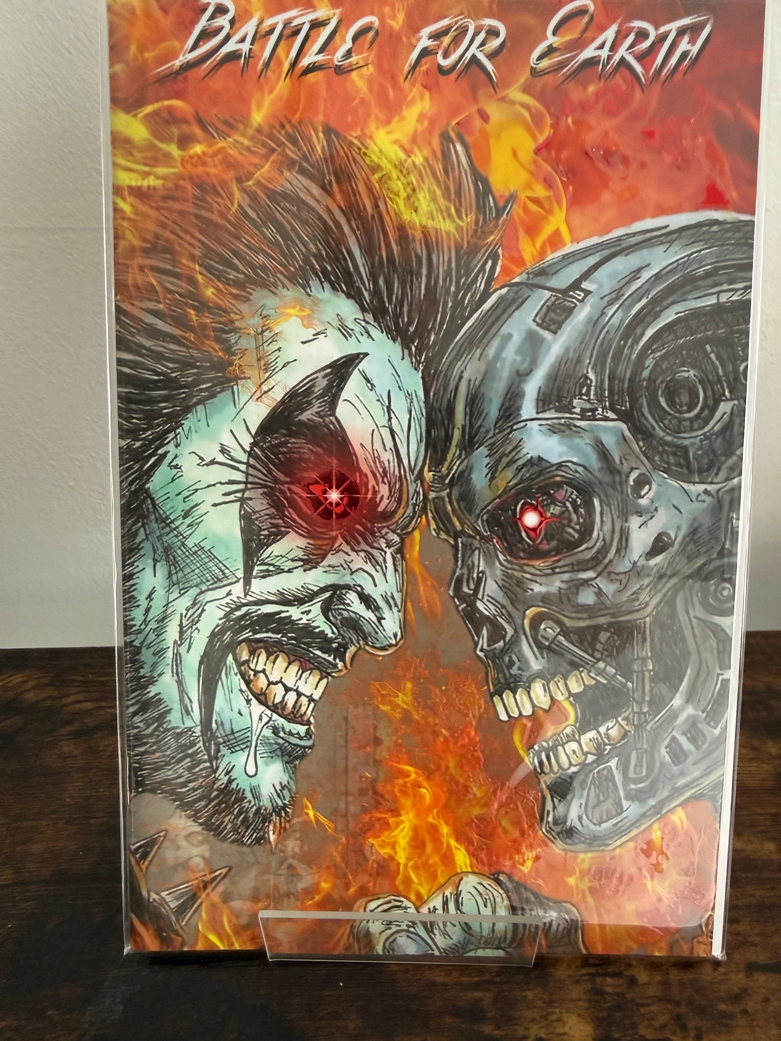 Lobo vs Terminator Battle for Earth (Brett Azar) Artbook (Heroes con) FOILS